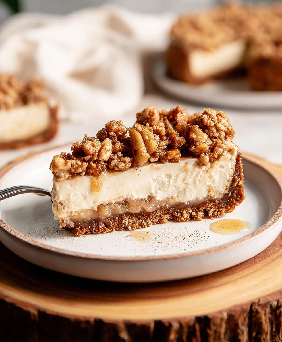 Vegan apple crumble cheesecake