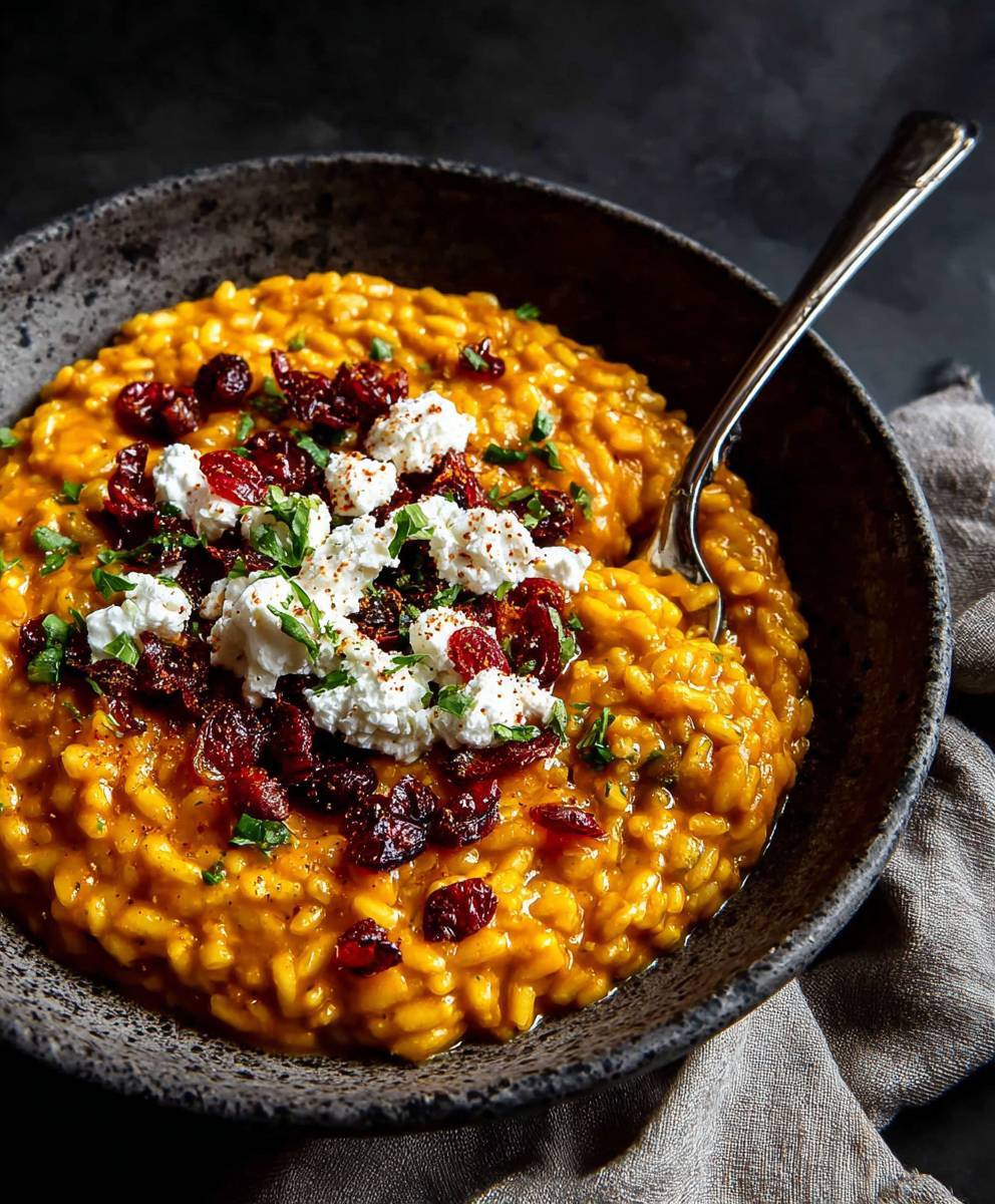 Pumpkin risotto goat cheese cranberries