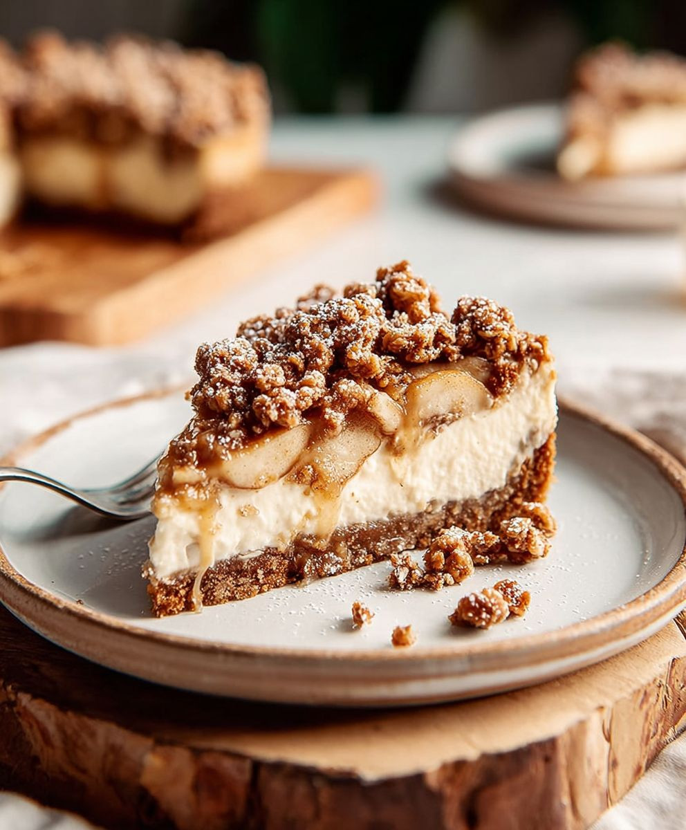 Vegan apple crumble cheesecake