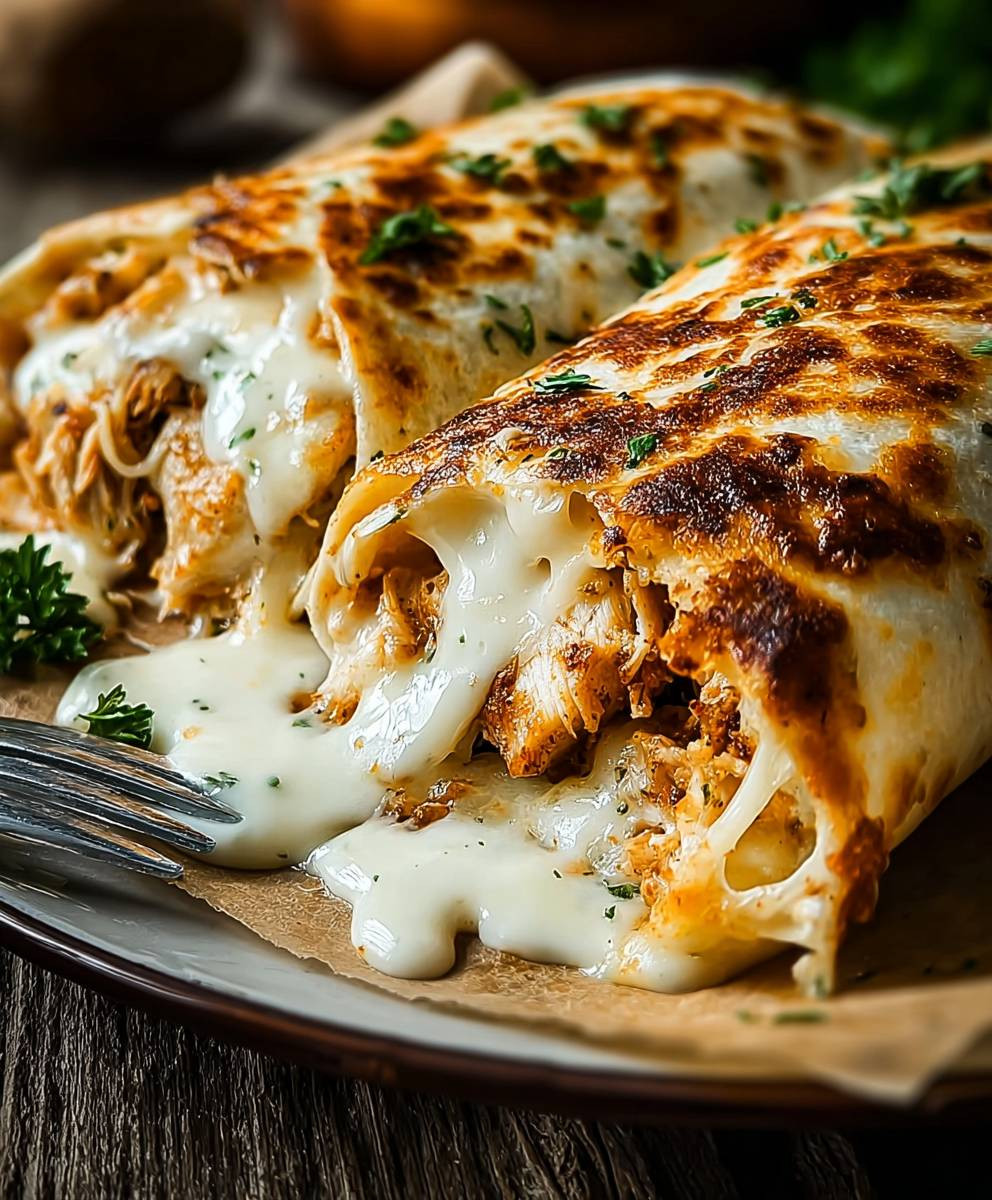 Cheesy Garlic Chicken Wraps