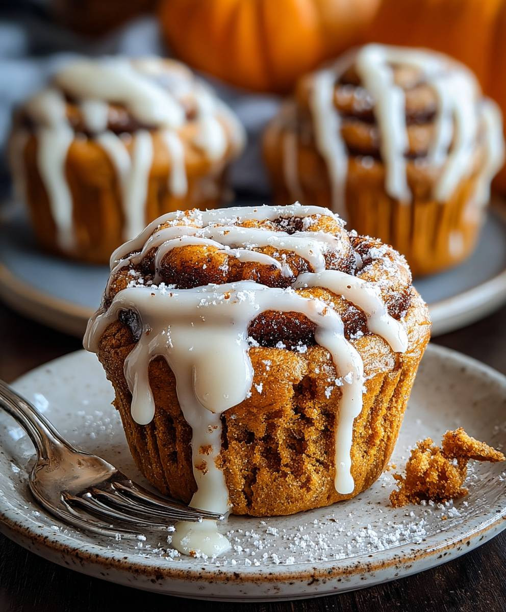 Pumpkin cinnamon roll muffins