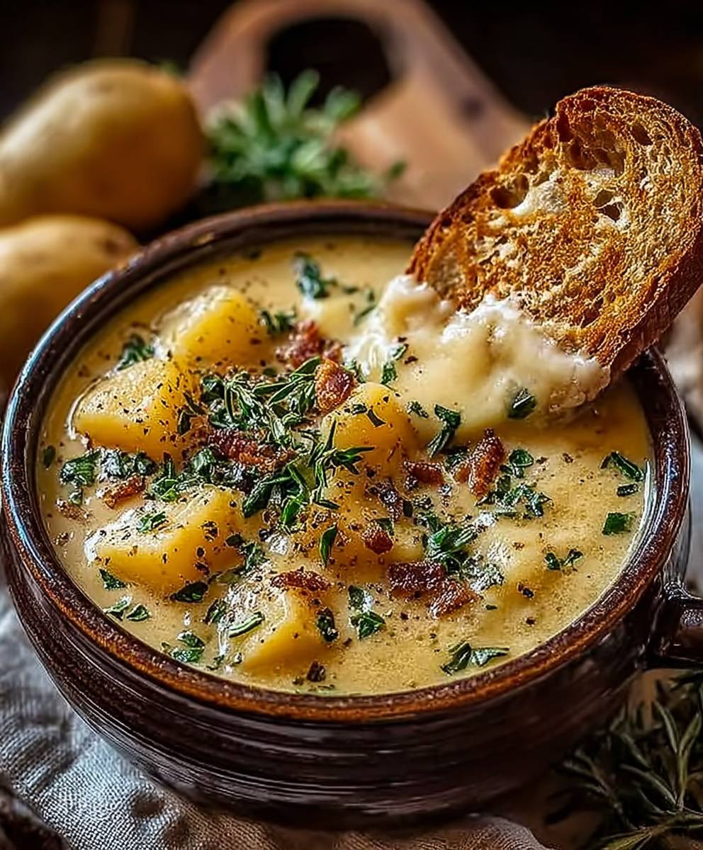 Cheddar Garlic Herb Potato Soup
