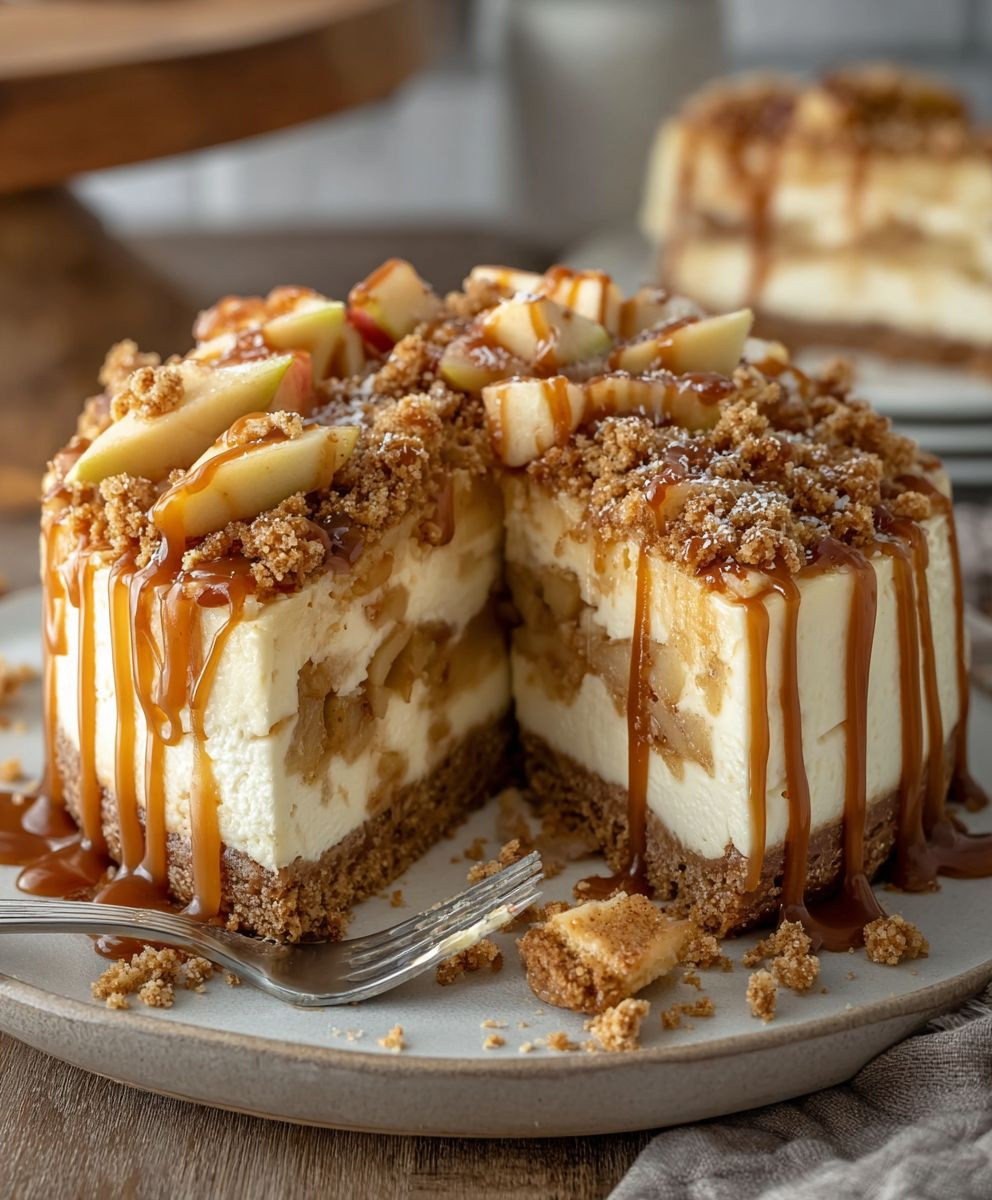 Salted Caramel Apple Cheesecake