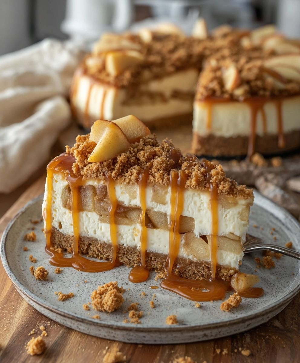 Salted Caramel Apple Cheesecake
