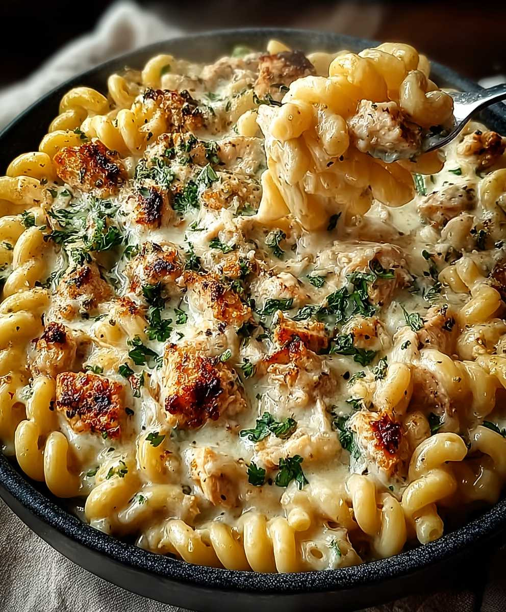 Crockpot Garlic Parmesan Chicken Pasta
