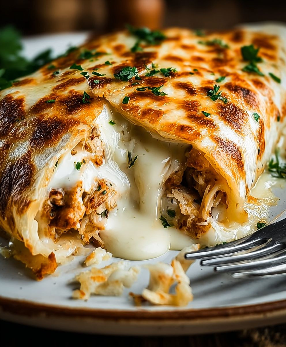 Cheesy Garlic Chicken Wraps