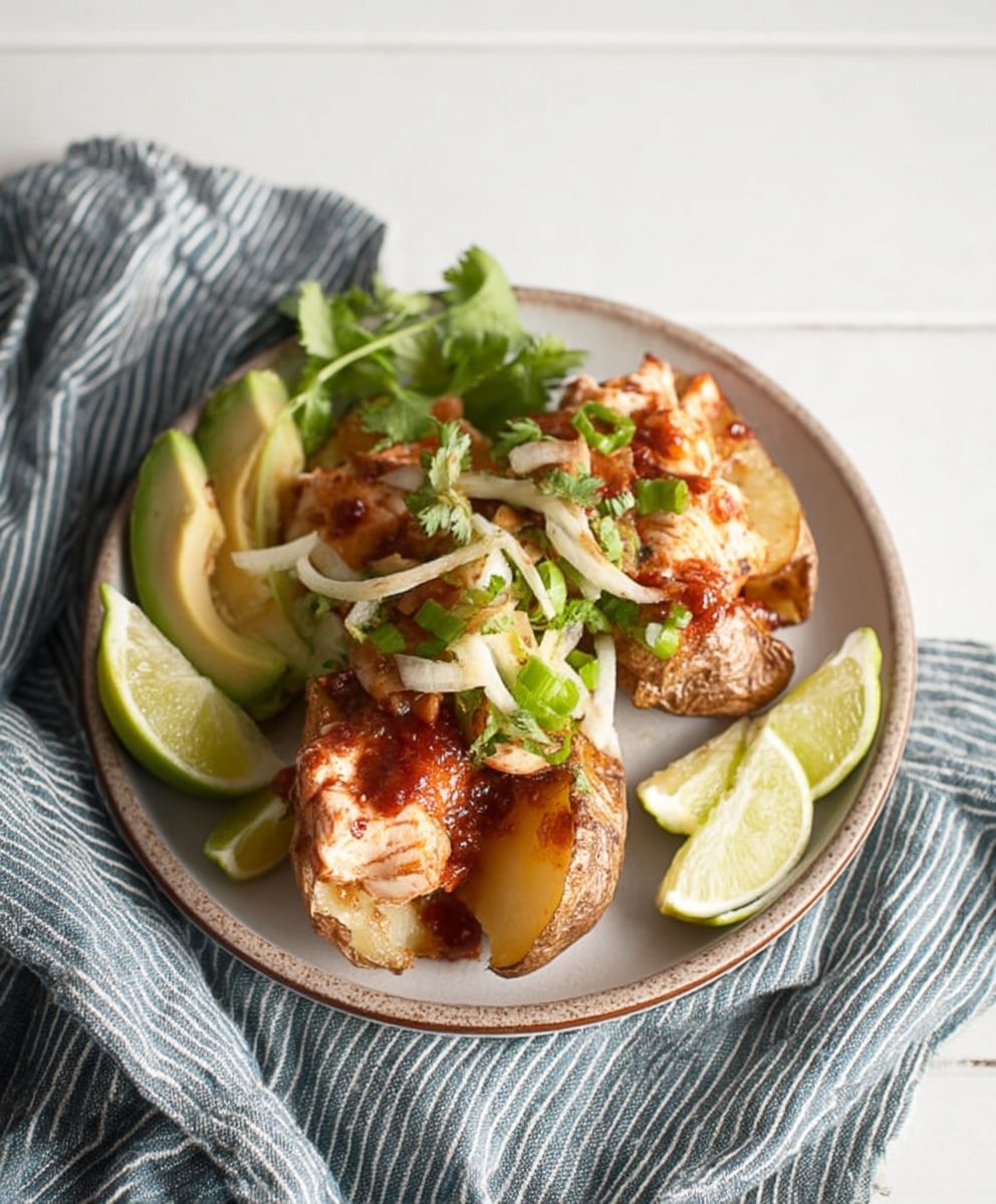 Salsa Chicken Stuffed Potatoes