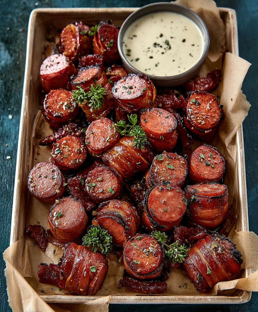 Hasselback Kielbasa Bites