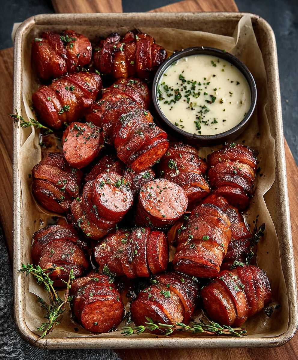 Hasselback Kielbasa Bites
