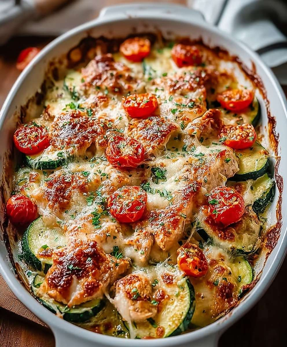 Mediterranean Chicken Zucchini Bake