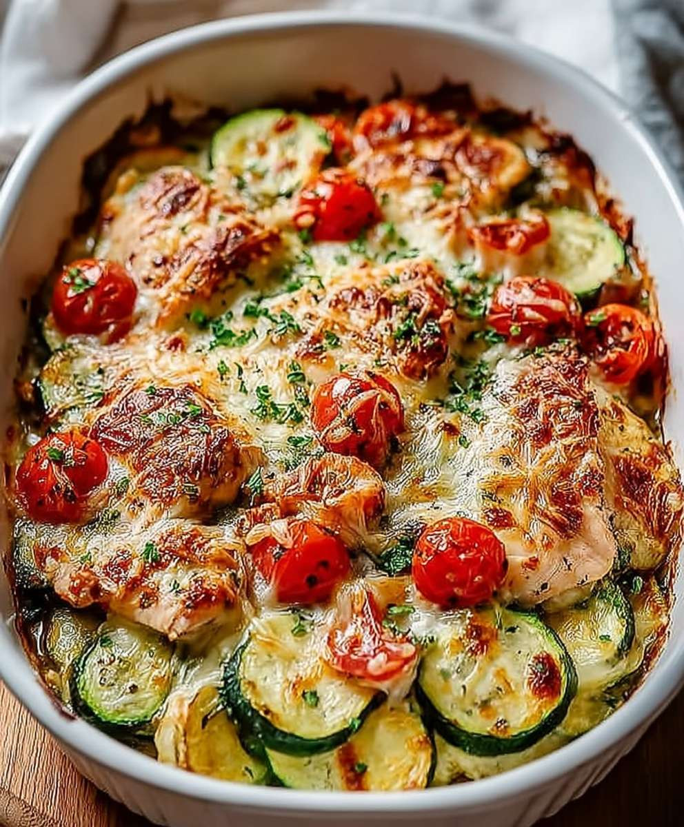 Mediterranean Chicken Zucchini Bake