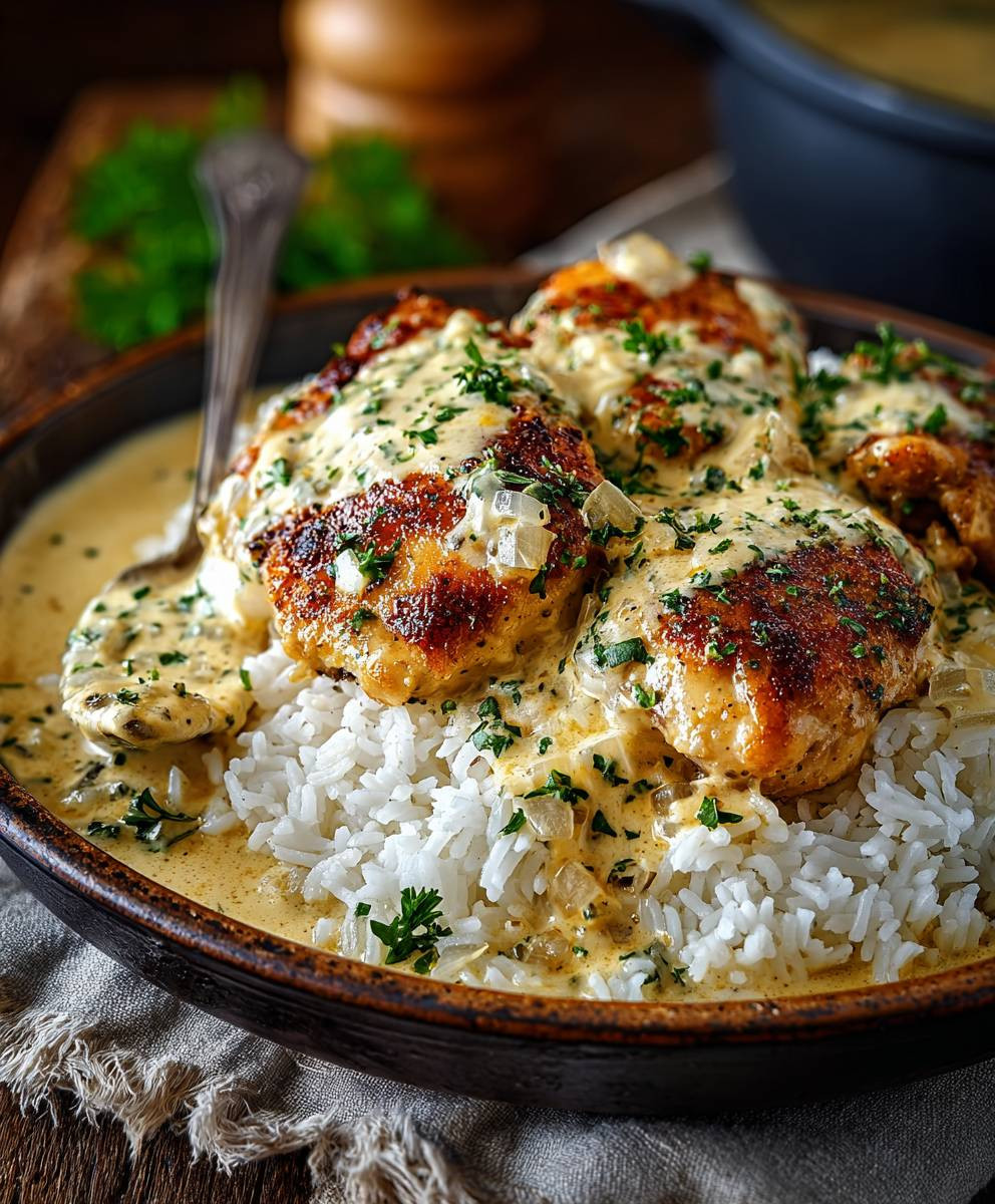 Creamy Smothered Chicken and Rice