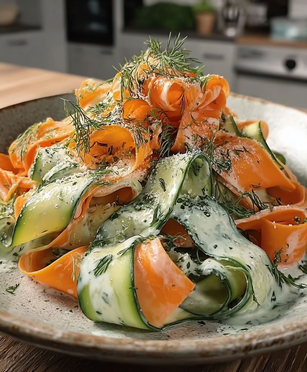 Carrot cucumber ribbon salad