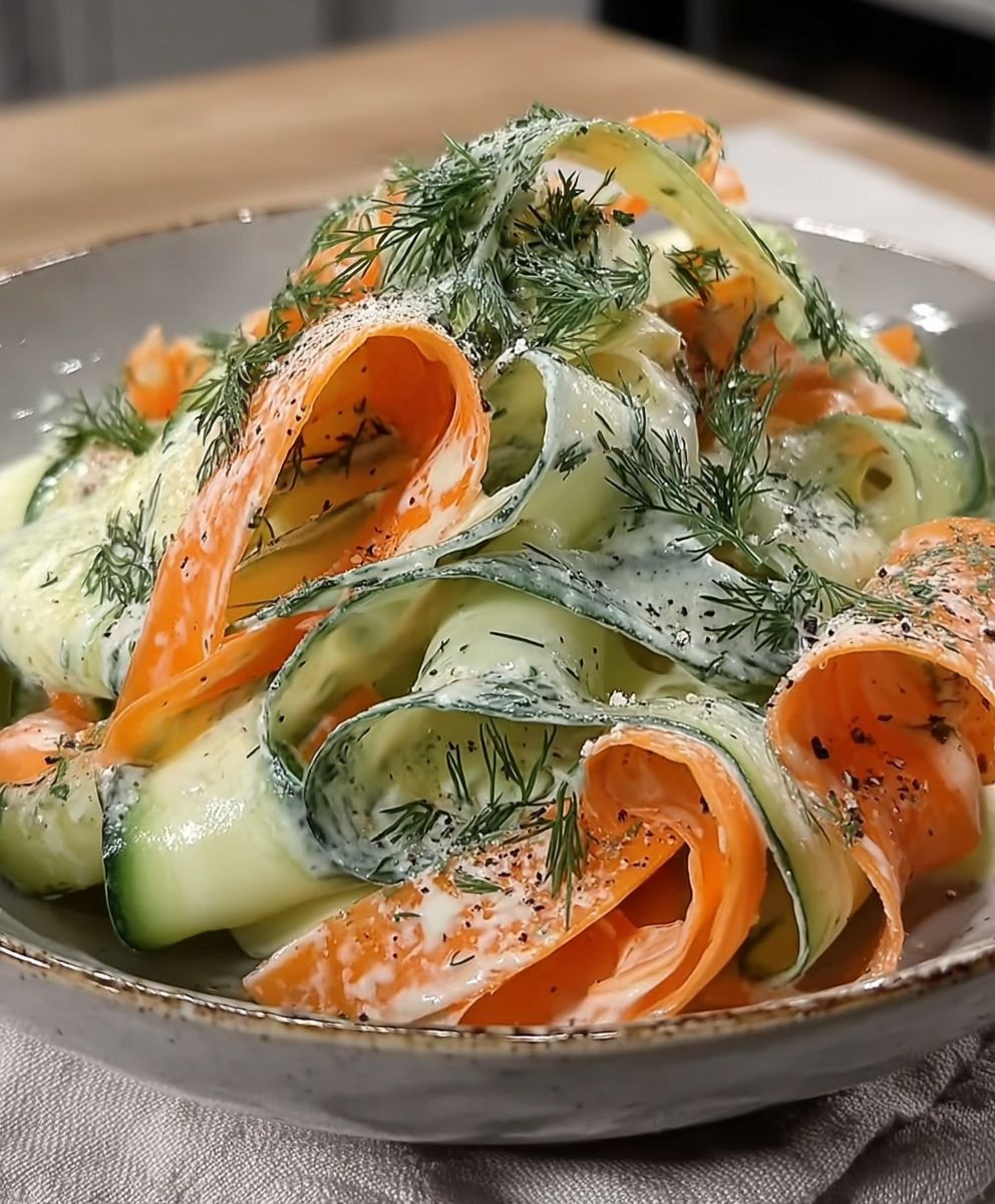Carrot cucumber ribbon salad