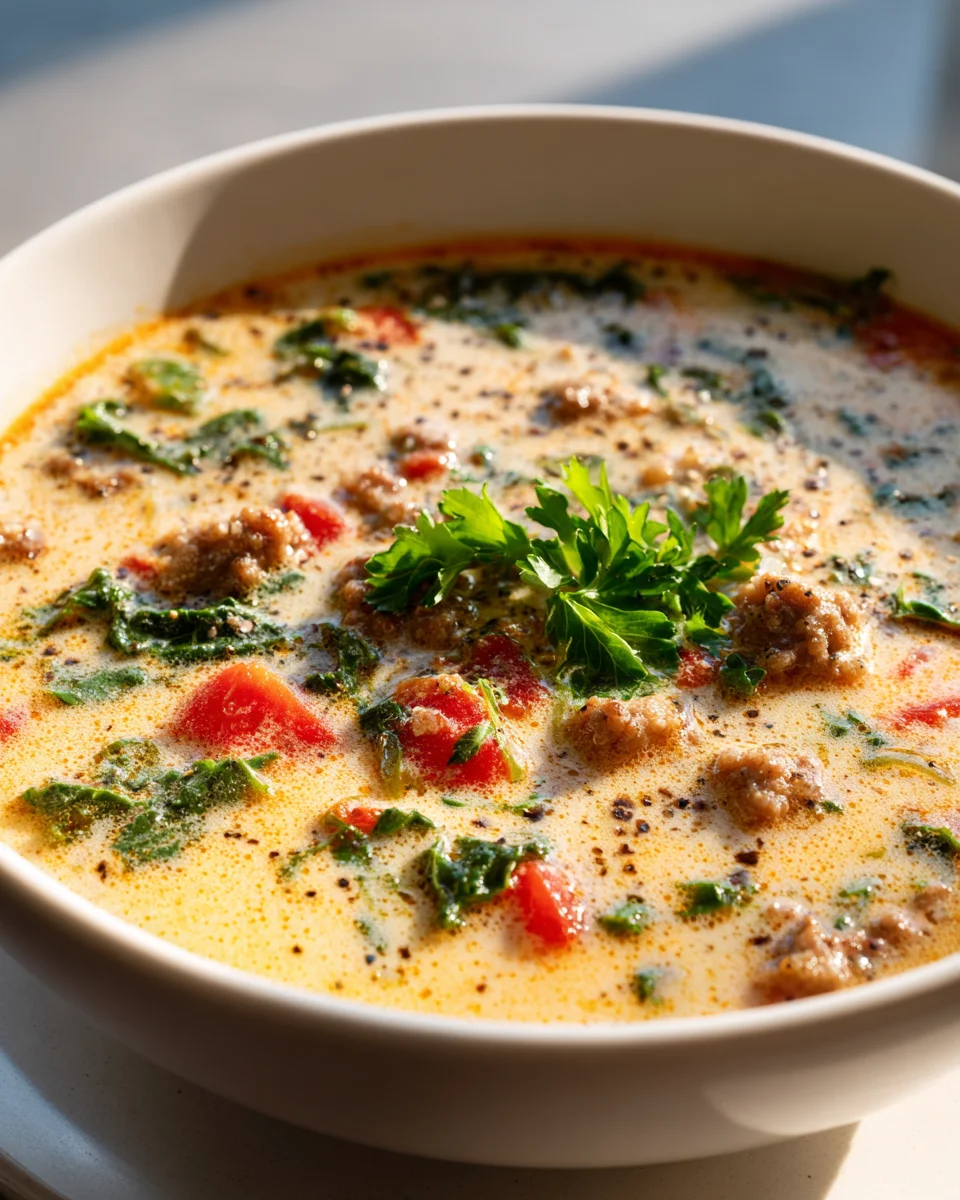 Delicious Creamy Italian Beef Sausage Soup - Easy Recipe