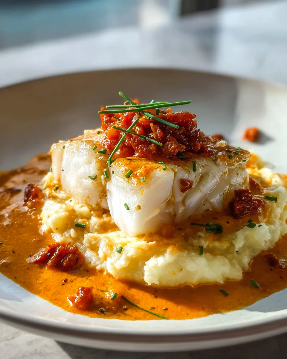 Creamy Cod with Beef Chorizo and Mashed Potatoes Recipe