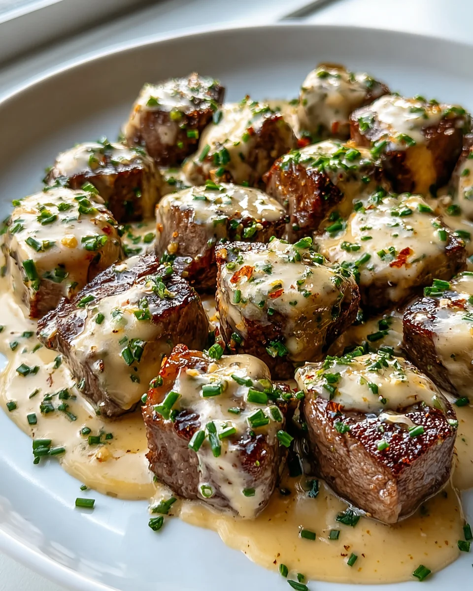Garlic Butter Steak Bites with Creamy Parmesan Sauce Recipe