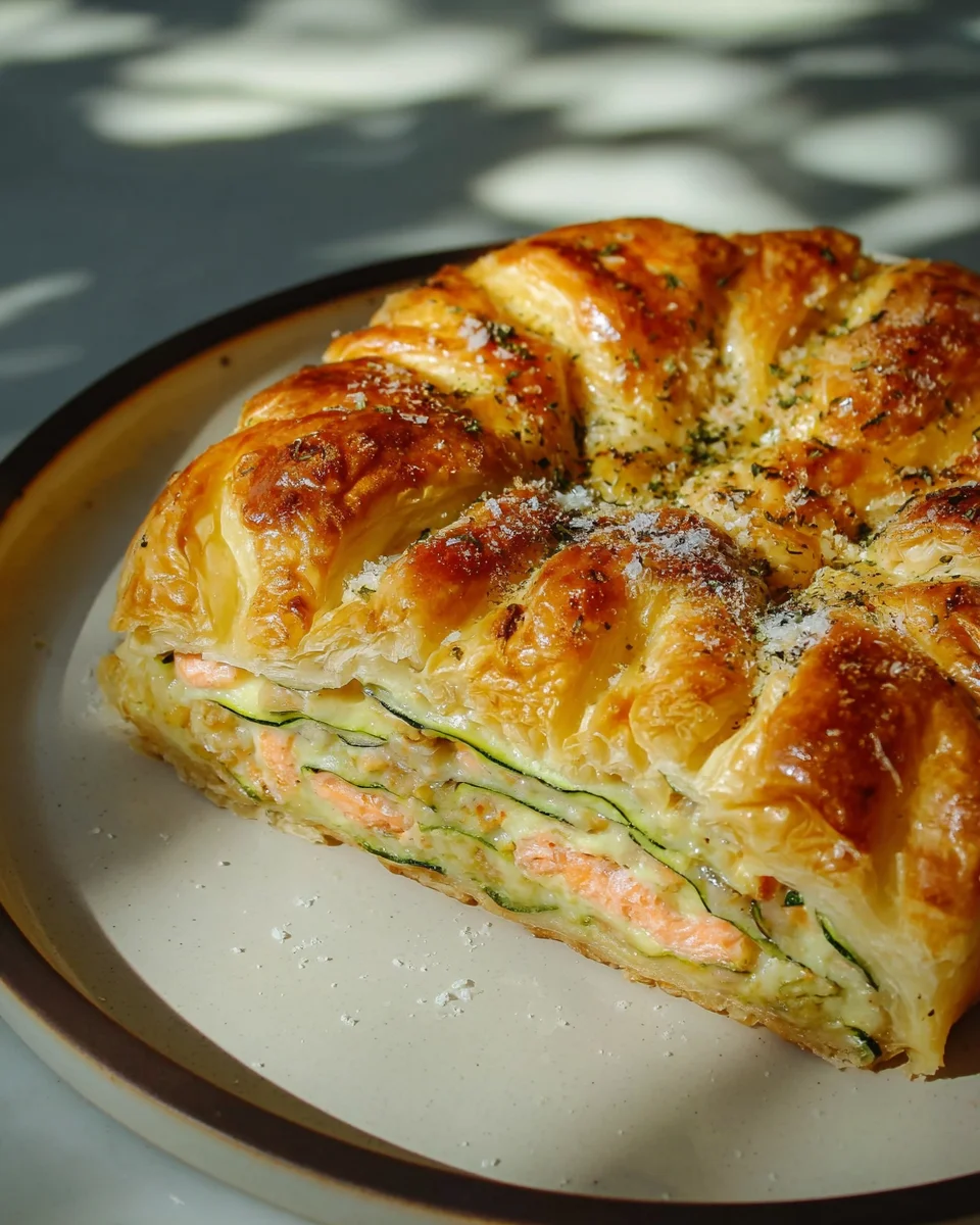 Savory Tart with Smoked Salmon, Zucchini, and Mozzarella